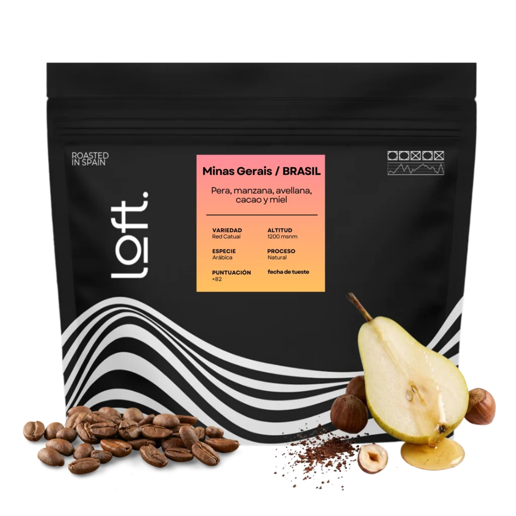 Café Brasil Minas Gerais de Loft con sus notas de cata: pera, manzana, avellana, cacao y miel